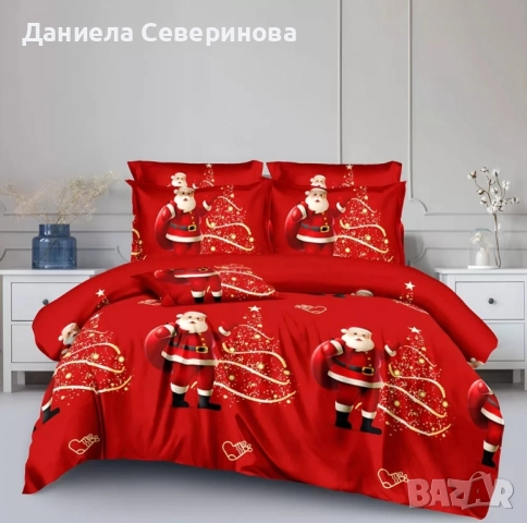 Двулицев коледен спален комплект (Реално изображение) 6 части , снимка 4 - Спално бельо - 52411927