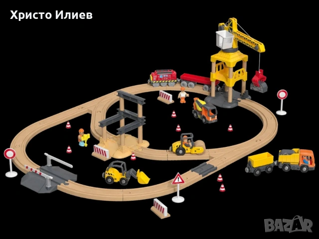 Дървена железница влак с дървени релси строителна площадка за железопътна линия, снимка 9 - Влакчета, самолети, хеликоптери - 54349486