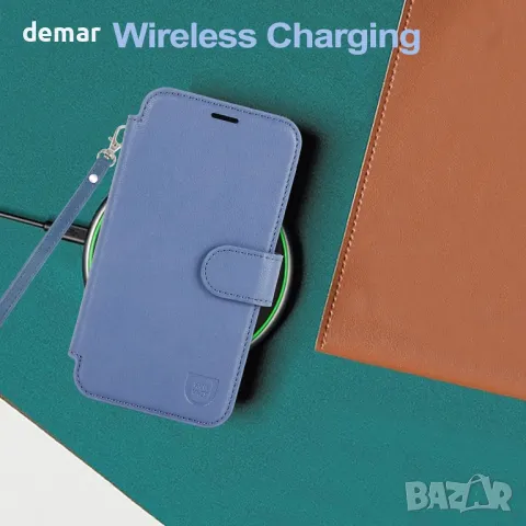 Калъф-портфейл VANAVAGY за iPhone 16E, безжично зареждане Magsafe, син, снимка 5 - Калъфи, кейсове - 50020699