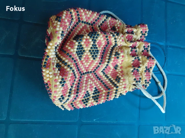 Стара възрожденска мънистена кесия портмоне носия, снимка 6 - Антикварни и старинни предмети - 53296910