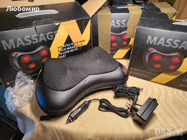 Масажна възглавница Shiatsu с 3D въртящи се масажни глави и инфрачервена функция за нагряване 

, снимка 10 - Масажори - 50577107