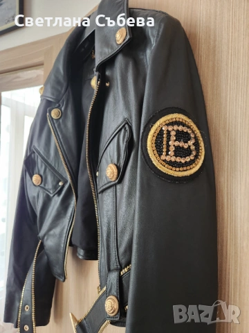 Кожено яке Balmain естествена кожа , снимка 2 - Якета - 53935351
