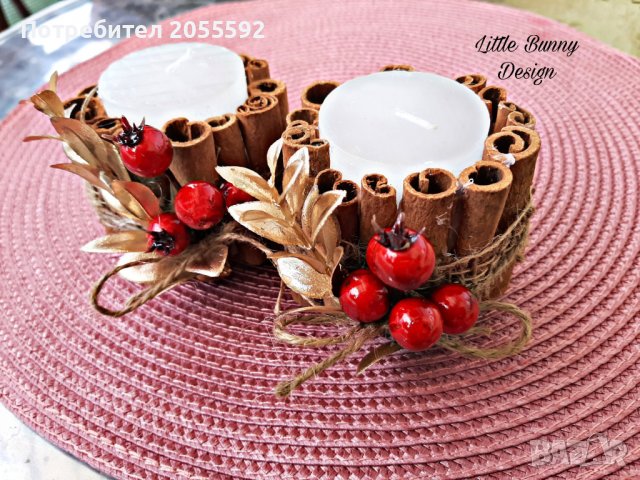 Коледна свещ с канелени пръчици , снимка 3 - Коледни подаръци - 38725580