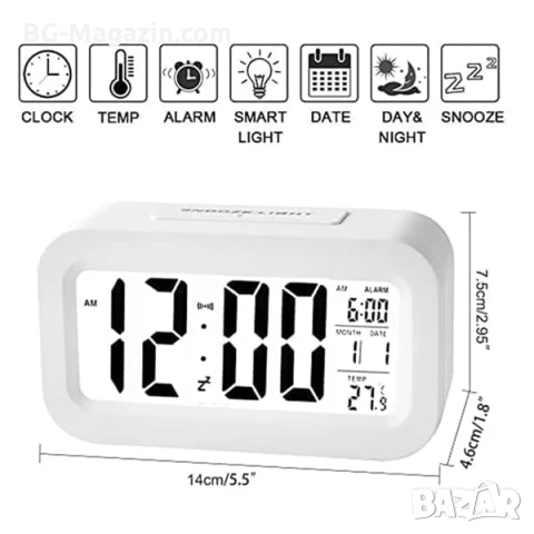Постоянно светещ дигитален настолен часовник на ток за спалня офис електронен детска стая LED аларма, снимка 9 - Други - 51038332
