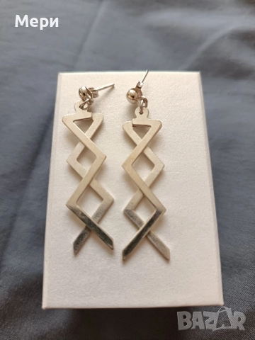 Сребърни обеци 5 см. дължина , снимка 2 - Обеци - 52434841