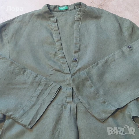 Дамска ленена риза Benetton , снимка 2 - Ризи - 50977190