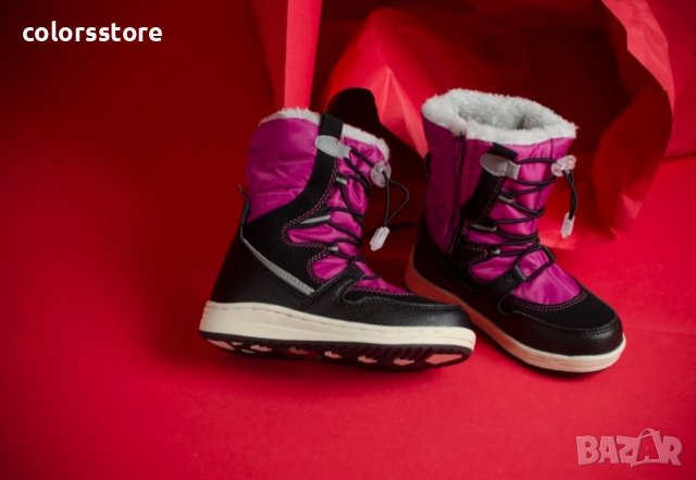 Детски апрески - черно с циклама - 7369