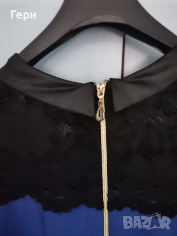 Рокля е кралско синьо и черно, снимка 5 - Рокли - 40094539