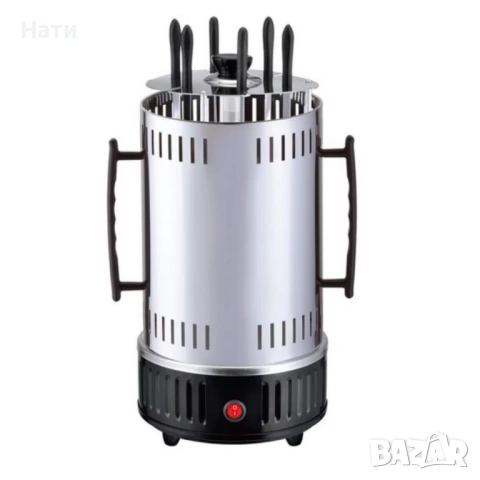 Електрическа скара за барбекю с 6 вертикални шиша – 1000W, автоматично въртене, без дим, снимка 3 - Скари - 54029189