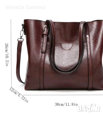 Голяма синя дамска чанта от екокожа , снимка 2 - Чанти - 47823790