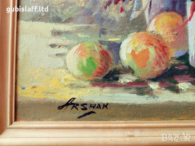 Картина "Натюрморт",2000 г., худ. Аршак Нерсисян (1952-2021), снимка 3 - Картини - 50928289