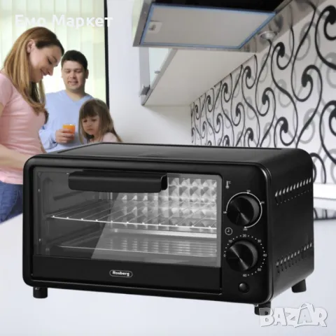 Фурна мини Rosberg, 800W\9л. до 230°C, Гаранция 24 месеца, снимка 9 - Печки, фурни - 49765820