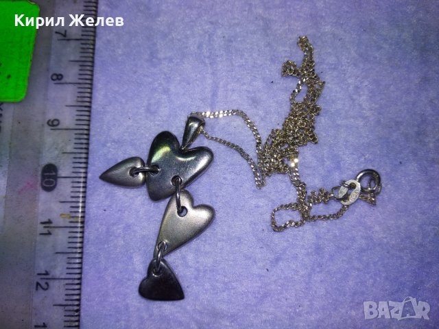 РОМАНТИЧНО ИТАЛИАНСКО СРЕБЪРНО АРТ КОЛИЕ със СЪРЧИЦА РОДИРАНО СРЕБРО 925 ДИЗАЙНЕРСКО БИЖУ 39909, снимка 8 - Колиета, медальони, синджири - 42855293