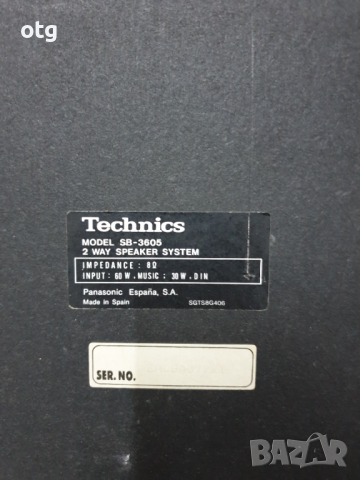 Колони Technics SB-3605 60W 8 ома music: 30W, снимка 4 - Тонколони - 36555916