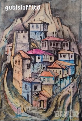 Картина "Мелник", худ. Ст. Демирев, 1976 г., снимка 2 - Картини - 44193268