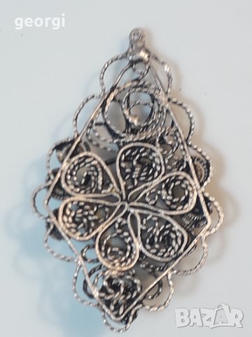 Сребърен медальон филигран, снимка 6 - Колиета, медальони, синджири - 39053401