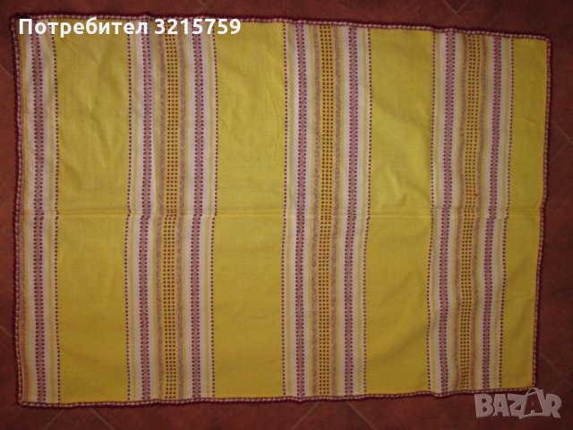 Стара ръчно тъкана фолк покривка за маса,дантела, снимка 1