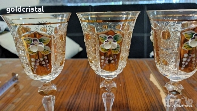 кристални чаши Бохемия , снимка 6 - Антикварни и старинни предмети - 51887635