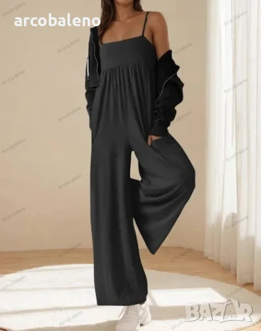 Дамски ежедневен гащеризон без ръкави с квадратно деколте и широки крачоли, 6цвята , снимка 9 - Гащеризони - 51239950