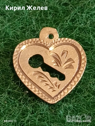 Сребърен медальон във формата на сърце ❤️ с апликация на ключ романтичен подарък 52648
