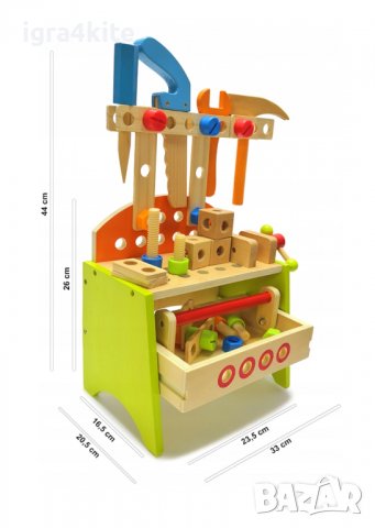Дървена мултифункционалена работилница с инструменти конструктор за сглобяване, снимка 13 - Образователни игри - 38375482