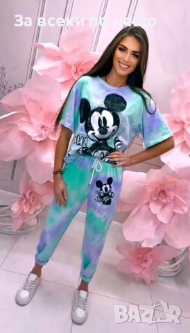 Mickey Mouse Дамски Спортен Комплект Тениска И Долнище🔝Дамски Спортен Екип Мики Маус Код A1345, снимка 6 - Спортни дрехи, екипи - 53931758