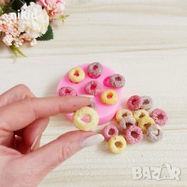 Мини кръгчета Корнфлейкс зърнена закуска силиконов молд форма фондан смола декор