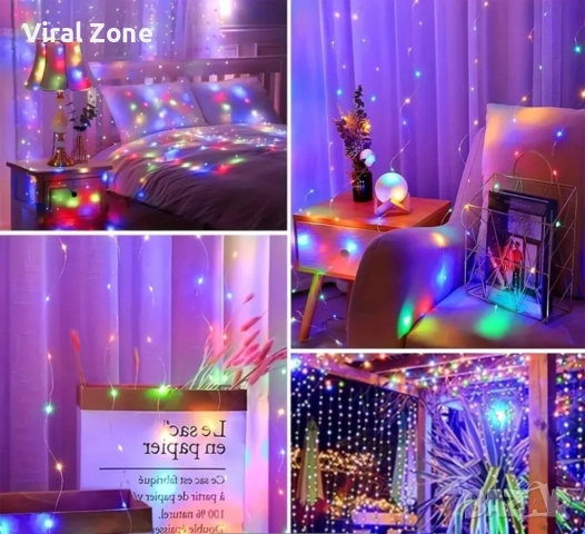 Коледни лампички с 300Led лампи 3 метра на 3 метра , снимка 13 - Декорация за дома - 52667863