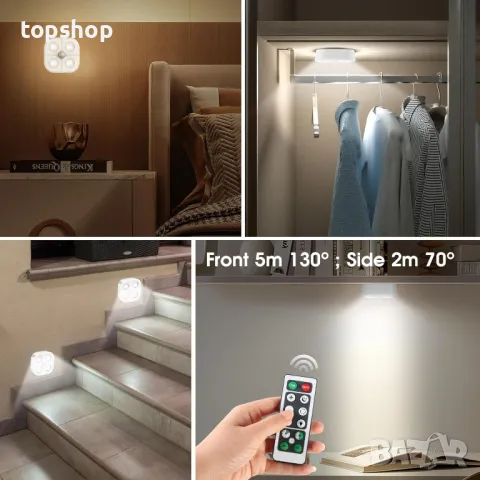 LADYSONS Вътрешни лампи със сензор за движение, безжични LED, 4 броя, снимка 3 - Лед осветление - 50302999