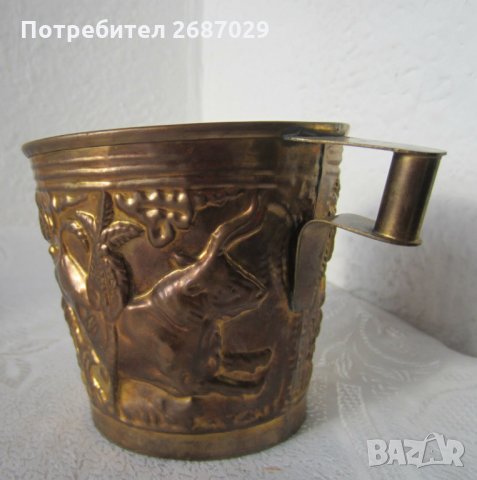 С бикове -  Стара чаша с двойно дъно от мед, метал, съд, снимка 3 - Други ценни предмети - 31111263