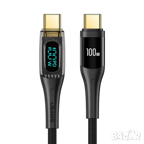 Кабел USAMS US-SJ590 Type-C PD100W с екран 1.2 метра, снимка 7 - USB кабели - 44512731