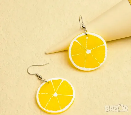 Шикозни обеци лимон, снимка 2 - Обеци - 49240841