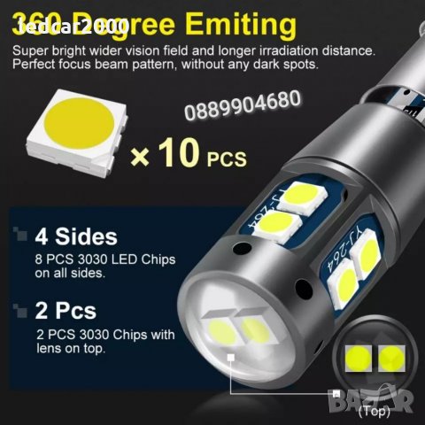 Лед крушки LED BA9S BAX9S BAY9S H21W H6W, снимка 2 - Аксесоари и консумативи - 33716979
