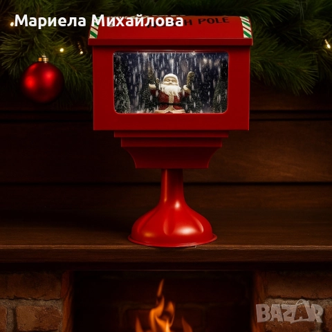 Музикална пощенска кутия с Дядо Коледа и падащ сняг, снимка 6 - Декорация за дома - 52276544