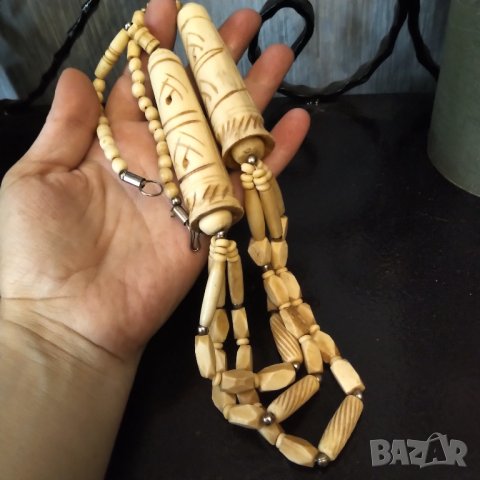  Огърлица слонова кост от 60 год НАМАЛЕНА , снимка 3 - Колиета, медальони, синджири - 38182042