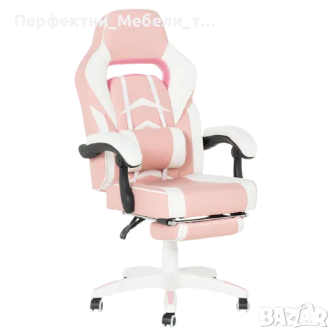 Геймърски стол за дама,геймърка,розов стол за любителка на компютърните игри, снимка 1