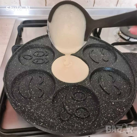 Тиган с усмивки за палачинки или омлет, 26см, незалепващо мраморно покритие, Ruhhy, снимка 9 - Съдове за готвене - 51689606