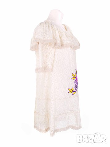 Бежова дантелена рокля от памук Chic by Tantra - M, снимка 3 - Рокли - 42788710