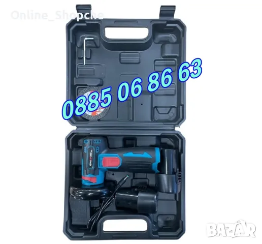 Мини акумулаторен ъглошлайф с 2 батерии 24V 6Ah, снимка 2 - Други инструменти - 49628446