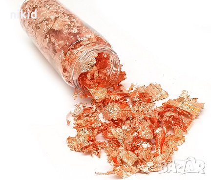 Шлак метал варак на люспи фолио Медено злато златно фолио за консумация ядивно декор десерти торта, снимка 3 - Други - 31111739