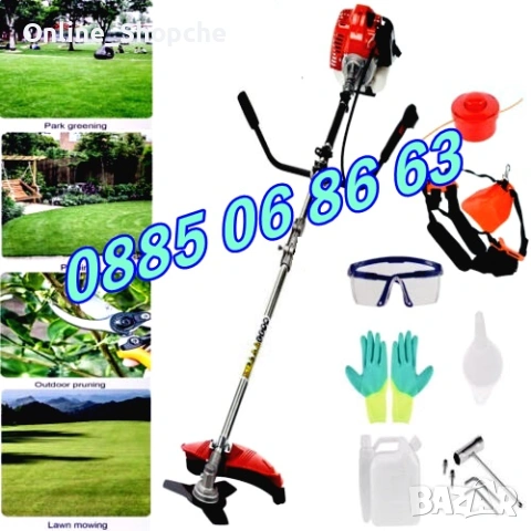 Бензинов тример 74 куб., моторна косачка за трева + самар , снимка 2 - Градинска техника - 40776691