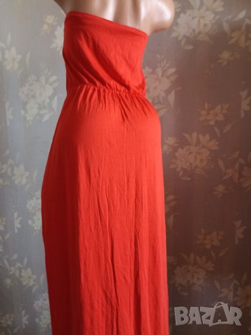 H&M- XL- Макси рокля в червено оранжев цвят и интегрален сутиен , снимка 5 - Рокли - 37434753
