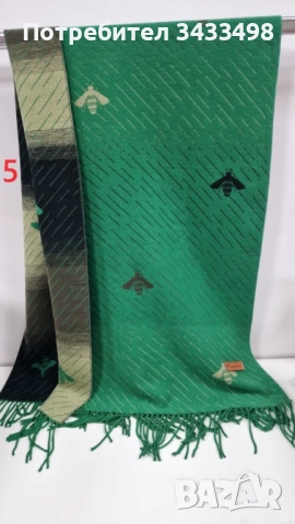 Кашмирен шал на  пчели уникален дизайн  две лица, снимка 5 - Шалове - 51879701