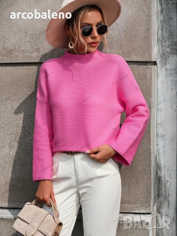 Свободен дамски едноцветен пуловер, 5цвята, снимка 10 - Блузи с дълъг ръкав и пуловери - 42284226