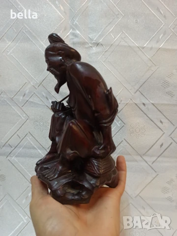 Стара махагонова пластика Хонг Конг ,в прекрасно запазен вид уникална детайлна изработка ., снимка 6 - Антикварни и старинни предмети - 50625514