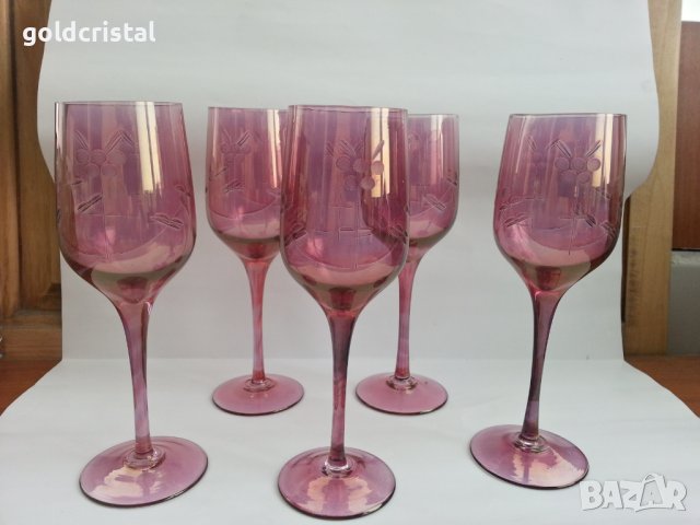 Ретро стъклени чаши цветно стъкло , снимка 5 - Антикварни и старинни предмети - 37552691