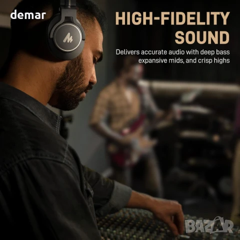 Професионални студийни слушалки MAONO, 50 мм драйвери, кабели 6.35 и 3.5 мм, MH700 черни, снимка 2 - Слушалки и портативни колонки - 50708592