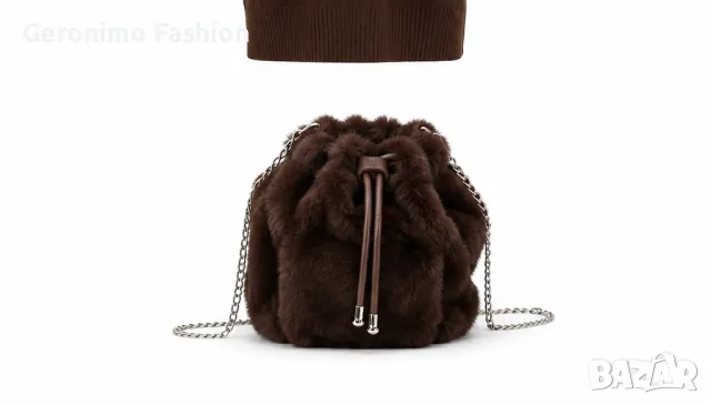 Дамска плетена рокля 6252 с подарък чанта – Chocolate Brown, снимка 4 - Рокли - 55914612