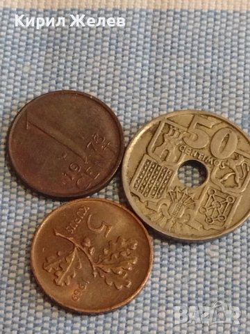 Три монети 50 сантимос 1949г. Испания / 1 цент/ 5 куруш Недерландия, Турция 31768, снимка 1 - Нумизматика и бонистика - 44491624