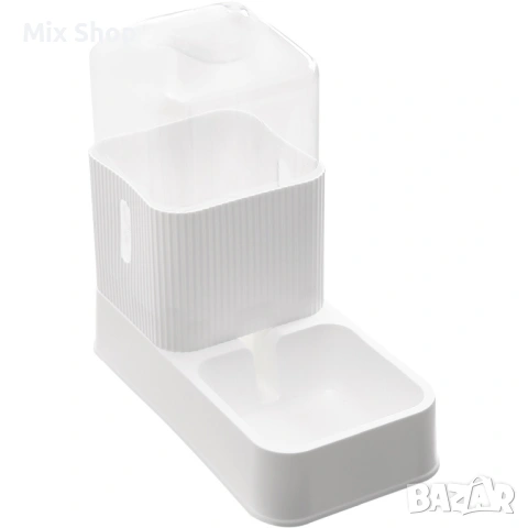 Нов Комплект автоматична хранилка за домашни любимци и фонтан за вода Gravity - бял, снимка 2 - Други стоки за животни - 54203821